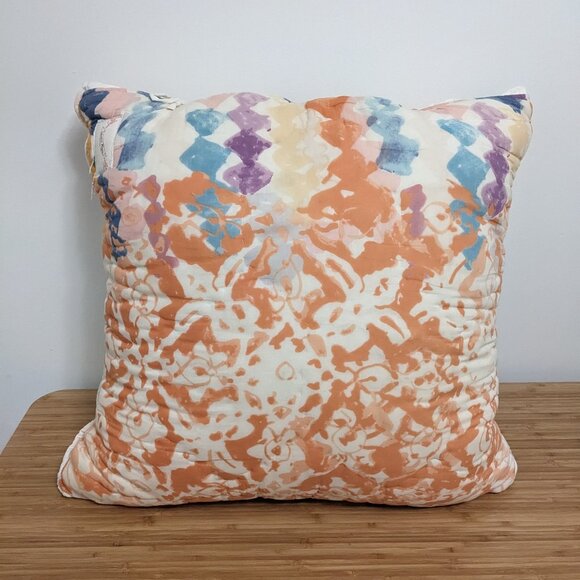 Anthropologie Decorative Pillow Orange, Cream & Blue, Insert Included - Picture 3 of 3